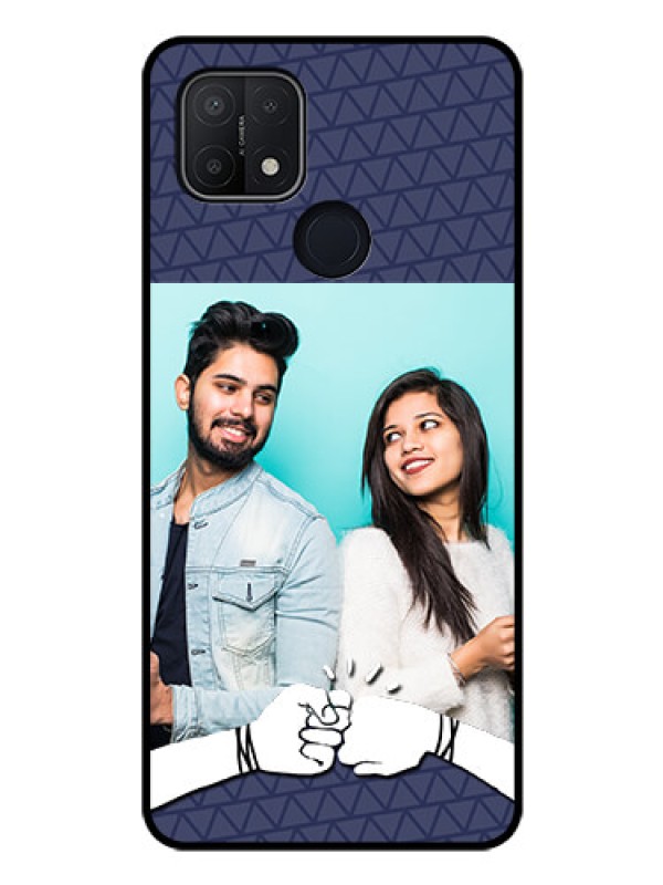 Custom Oppo A15 Photo Printing on Glass Case - with Best Friends Design