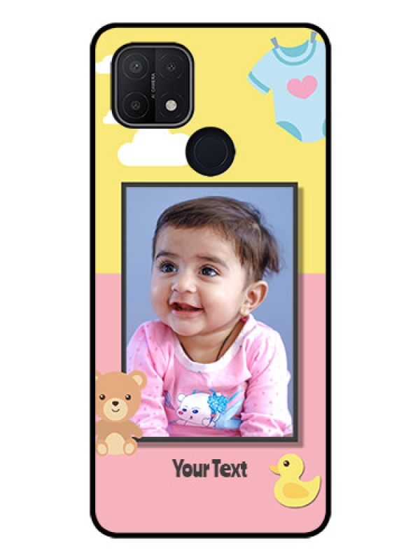 Custom Oppo A15 Photo Printing on Glass Case - Kids 2 Color Design