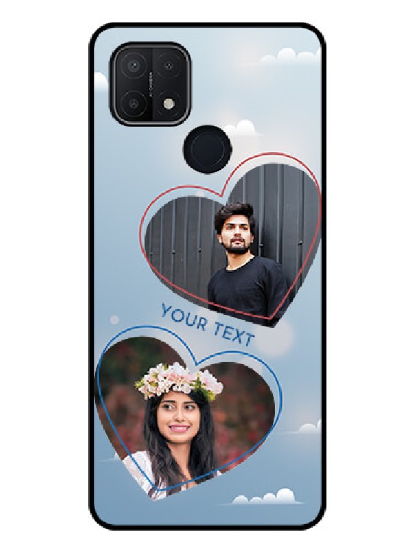 Custom Oppo A15 Custom Glass Mobile Case - Blue Color Couple Design