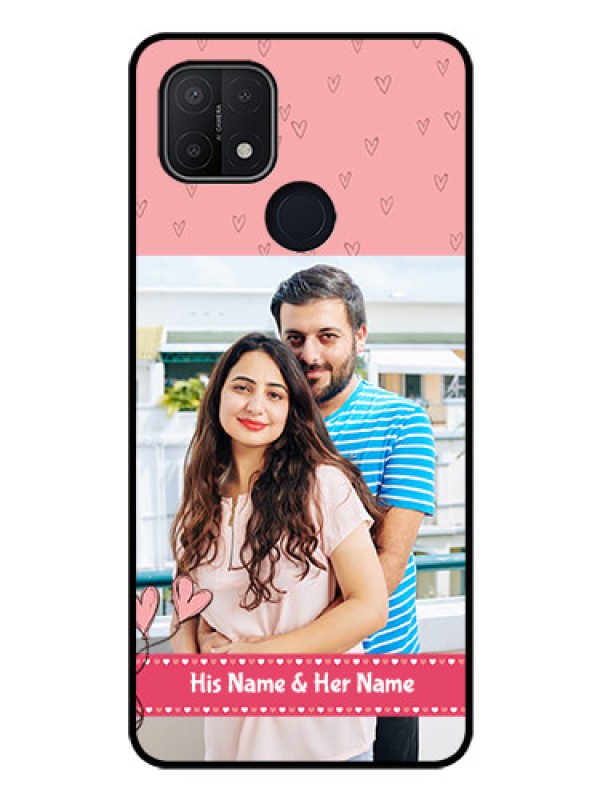 Custom Oppo A15 Personalized Glass Phone Case - Love Design Peach Color