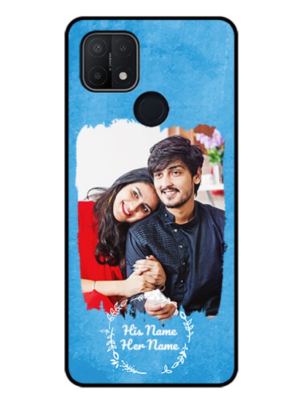 Custom Oppo A15 Custom Glass Phone Case - Blue Color Vintage Design