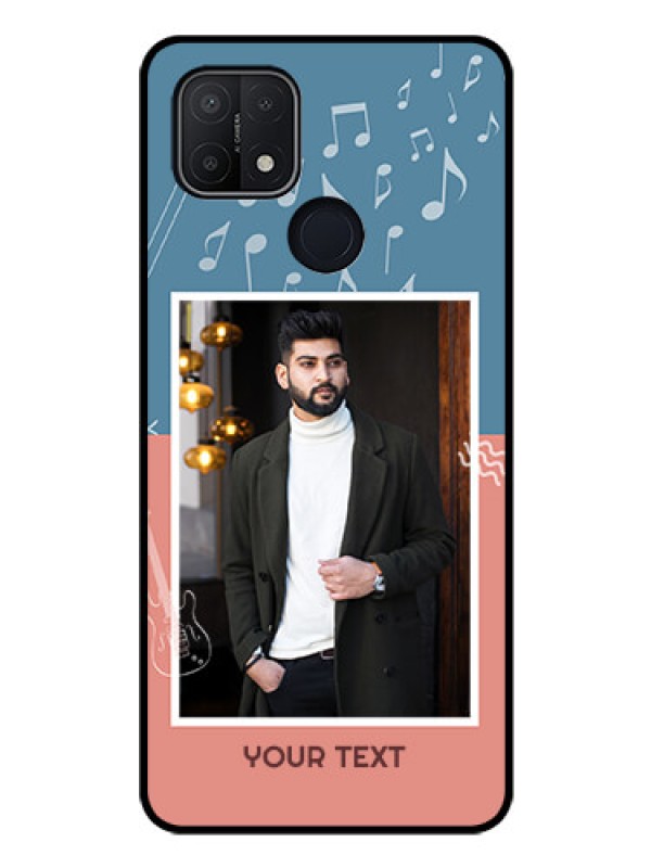 Custom Oppo A15 Photo Printing on Glass Case - with Color Musical Note Design