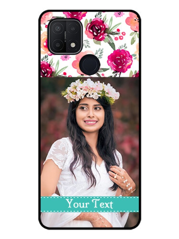 Custom Oppo A15 Custom Glass Phone Case - Watercolor Floral Design