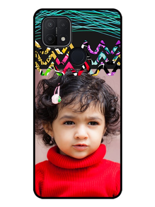 Custom Oppo A15 Personalized Glass Phone Case - Neon Abstract Design