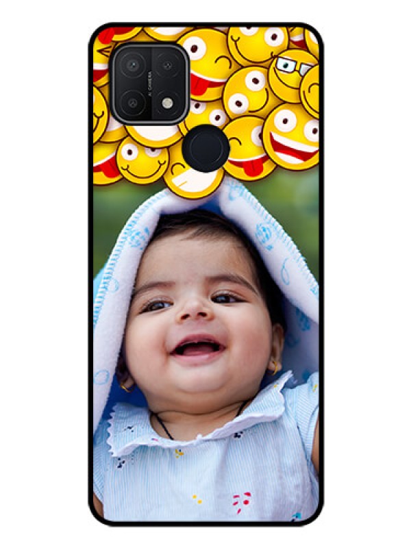 Custom Oppo A15 Custom Glass Mobile Case - with Smiley Emoji Design