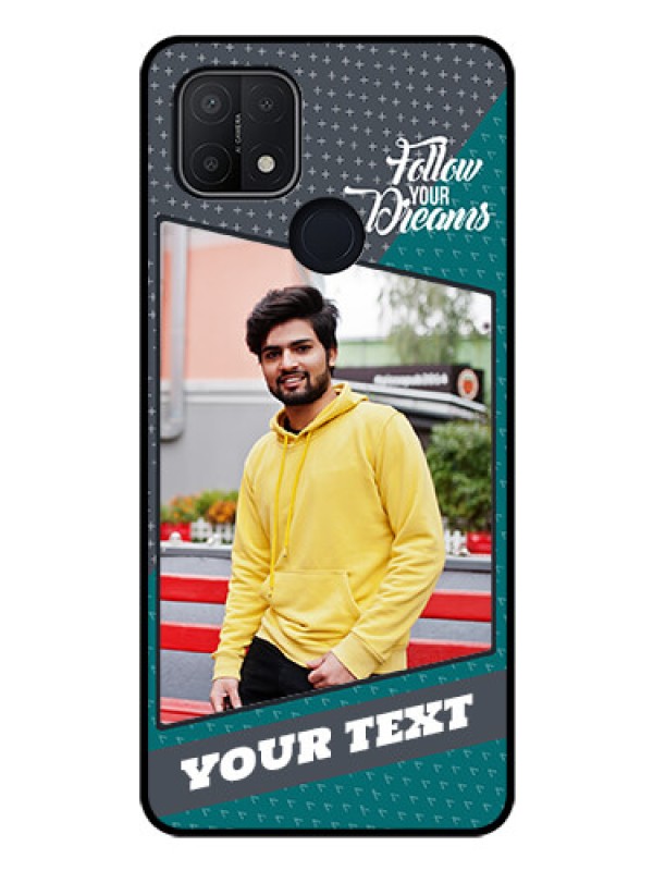 Custom Oppo A15 Personalized Glass Phone Case - Background Pattern Design with Quote