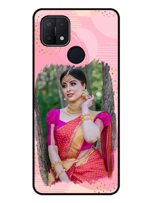 Custom Oppo A15 Personalized Glass Phone Case - Gold Glitter Splash Design