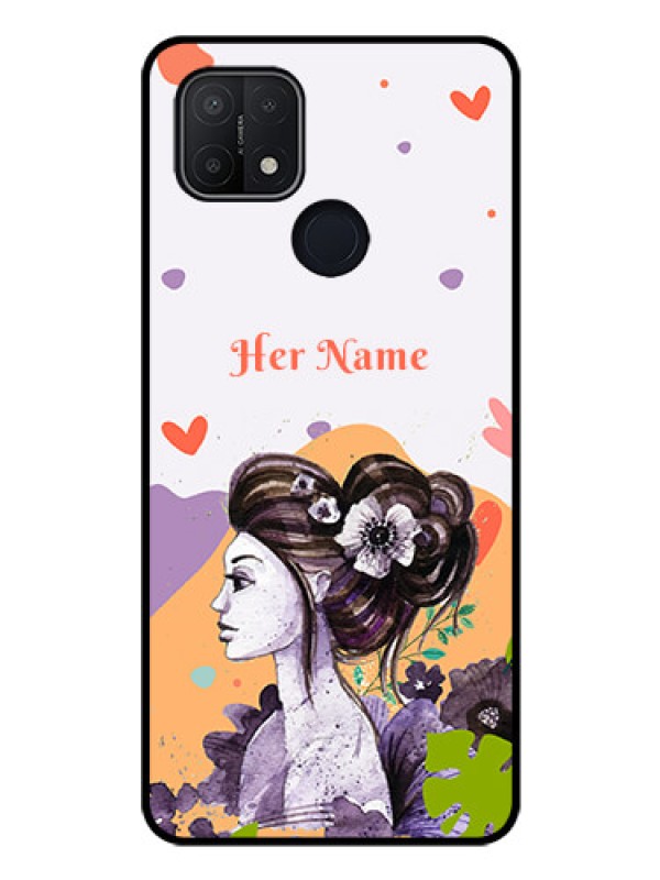 Custom Oppo A15 Personalized Glass Phone Case - Woman And Nature Design