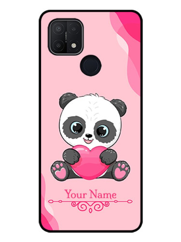 Custom Oppo A15 Custom Glass Mobile Case - Cute Panda Design