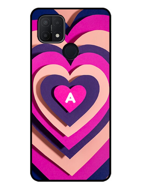 Custom Oppo A15 Custom Glass Mobile Case - Cute Heart Pattern Design