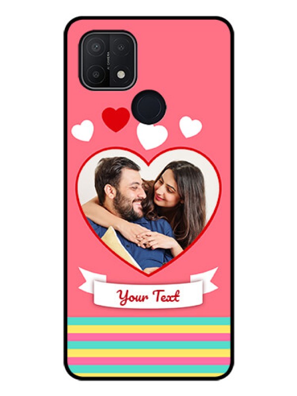 Custom Oppo A15s Photo Printing on Glass Case - Love Doodle Design