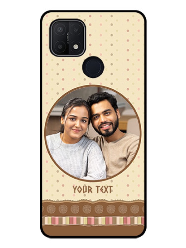 Custom Oppo A15s Custom Glass Mobile Case - Brown Dotted Mobile Case Design