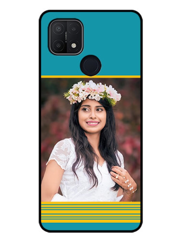 Custom Oppo A15s Custom Glass Phone Case - Yellow & Blue Design