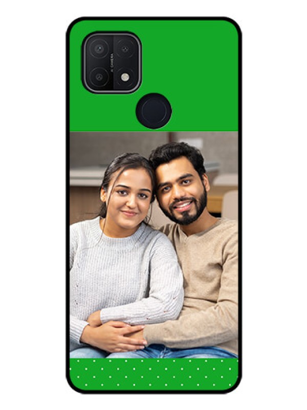 Custom Oppo A15s Personalized Glass Phone Case - Green Pattern Design