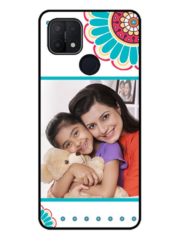 Custom Oppo A15s Custom Glass Phone Case - Flower Design