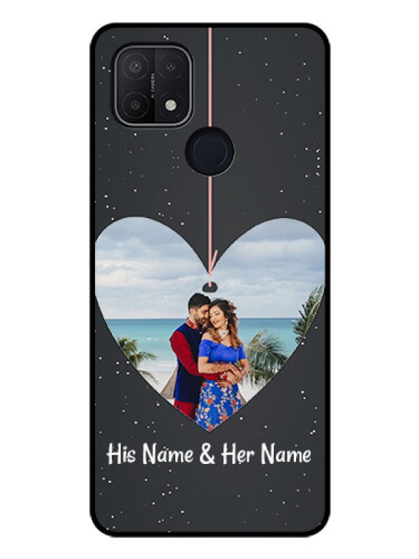 Custom Oppo A15s Custom Glass Phone Case - Hanging Heart Design