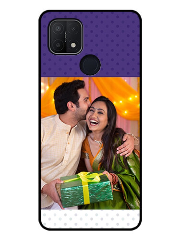 Custom Oppo A15s Personalized Glass Phone Case - Violet Pattern Design