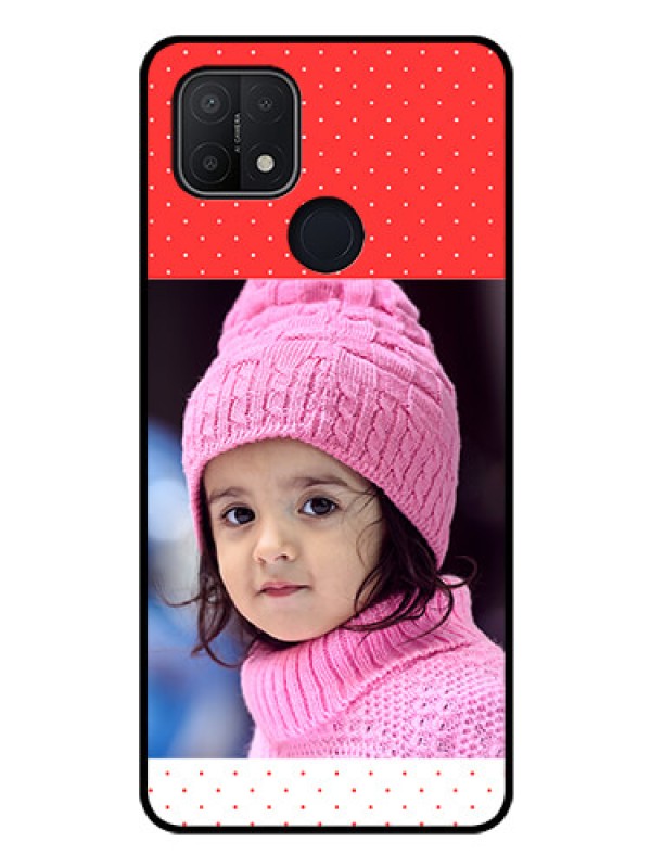 Custom Oppo A15s Photo Printing on Glass Case - Red Pattern Design