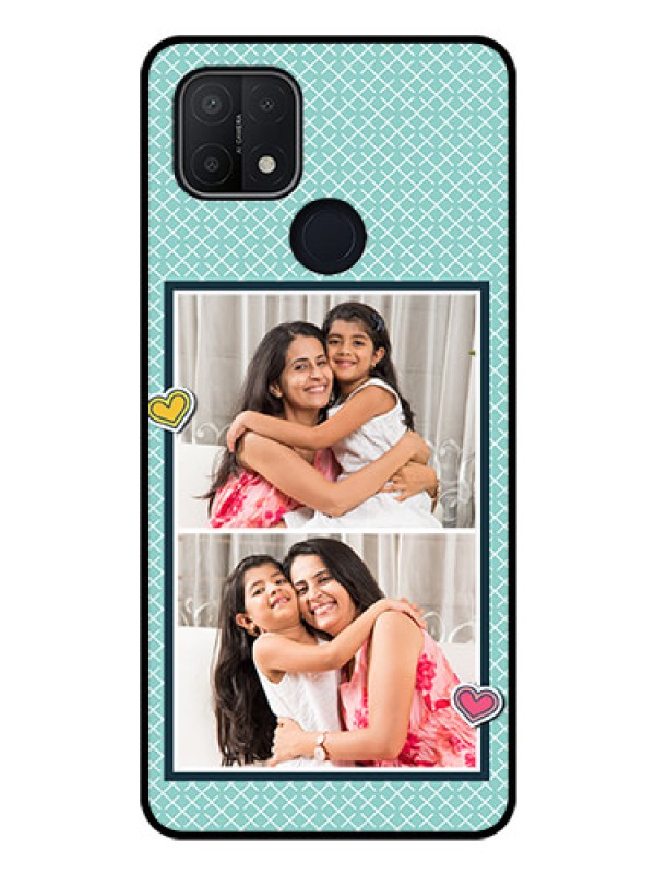Custom Oppo A15s Custom Glass Phone Case - 2 Image Holder with Pattern Design