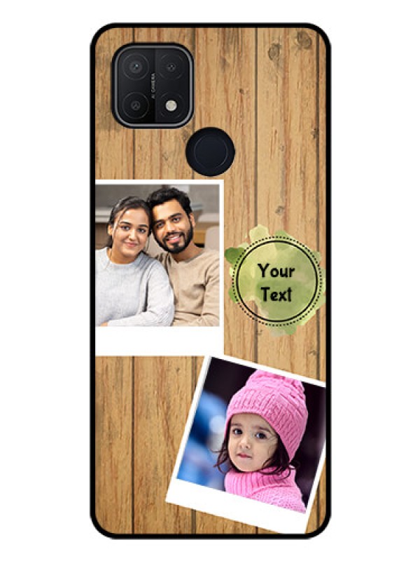 Custom Oppo A15s Custom Glass Phone Case - Wooden Texture Design