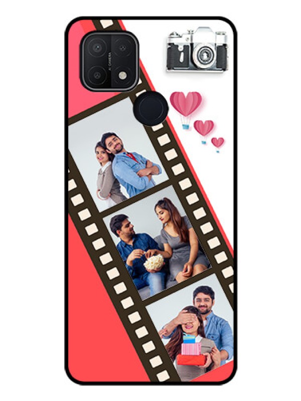 Custom Oppo A15s Personalized Glass Phone Case - 3 Image Holder with Film Reel