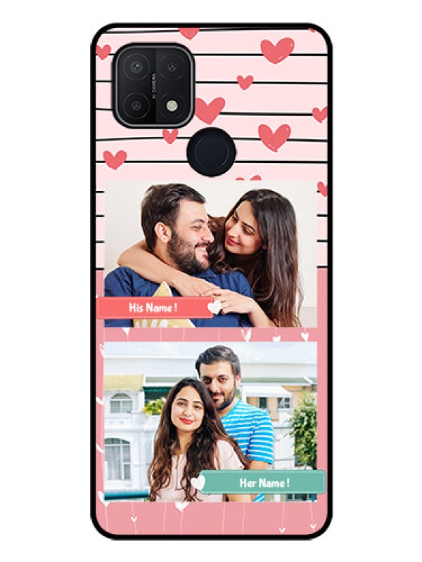 Custom Oppo A15s Custom Glass Mobile Case - Photo with Heart Design