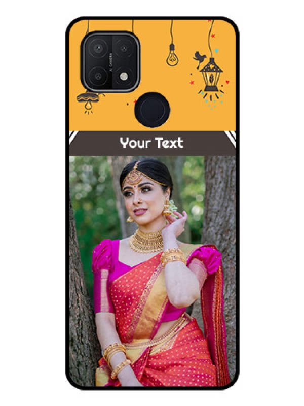 Custom Oppo A15s Custom Glass Mobile Case - with Family Picture and Icons