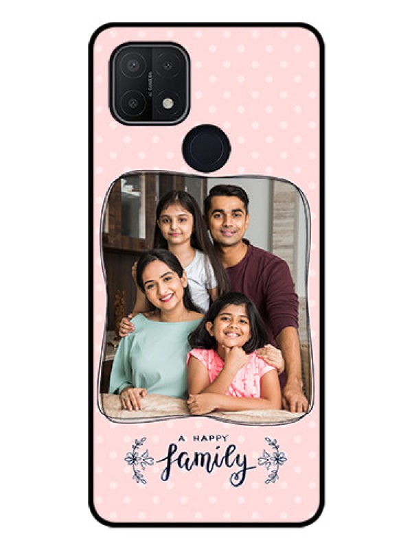 Custom Oppo A15s Custom Glass Phone Case - Family with Dots Design