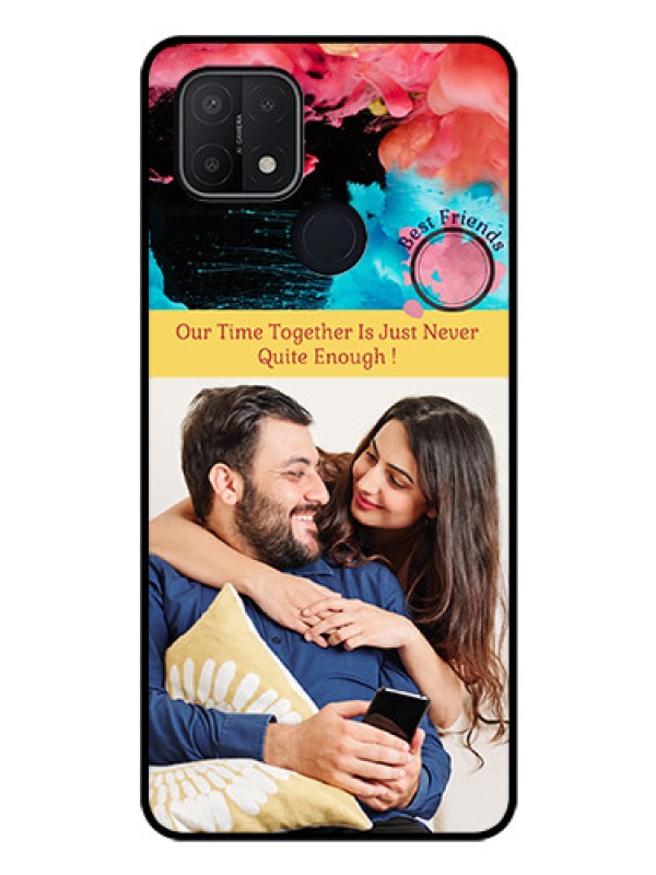 Custom Oppo A15s Custom Glass Mobile Case - Quote with Acrylic Painting Design