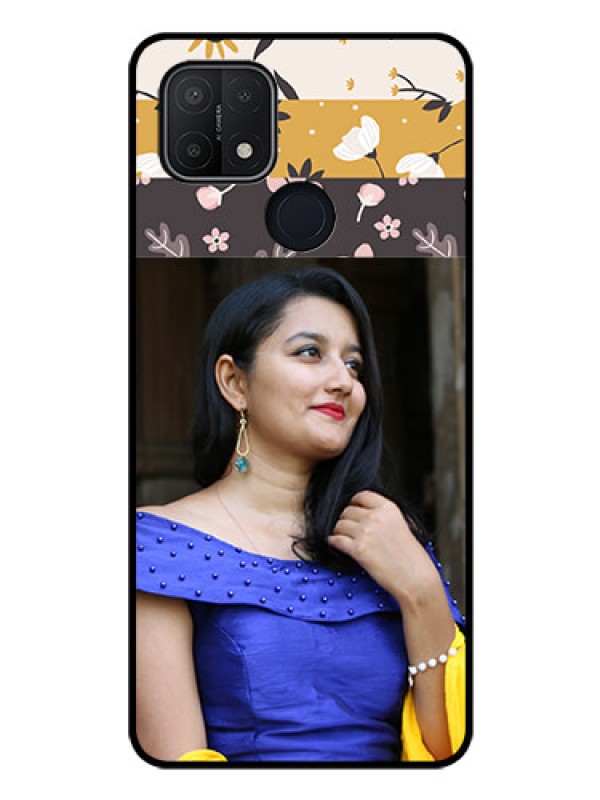 Custom Oppo A15s Custom Glass Phone Case - Stylish Floral Design