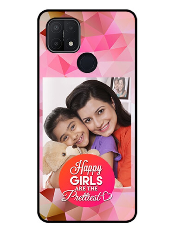 Custom Oppo A15s Photo Printing on Glass Case - Abstract Triangle Design