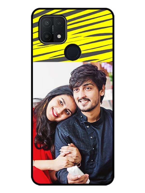 Custom Oppo A15s Photo Printing on Glass Case - Yellow Abstract Design