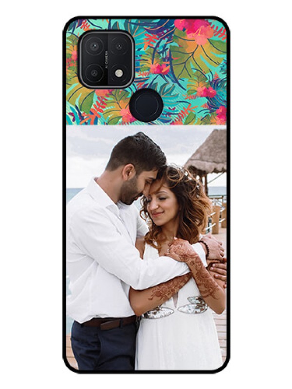 Custom Oppo A15s Photo Printing on Glass Case - Watercolor Floral Design