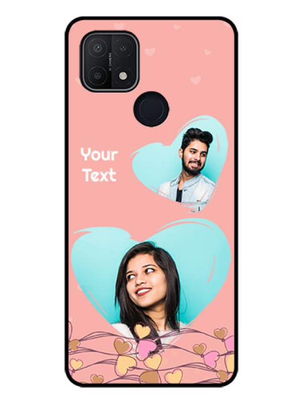 Custom Oppo A15s Custom Glass Mobile Case - Love Doodle Design