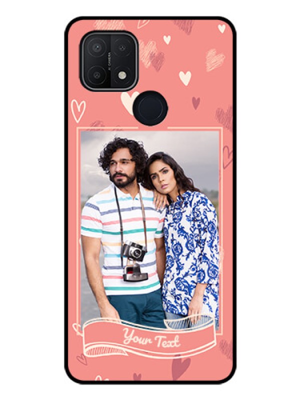 Custom Oppo A15s Custom Glass Phone Case - Love doodle art Design
