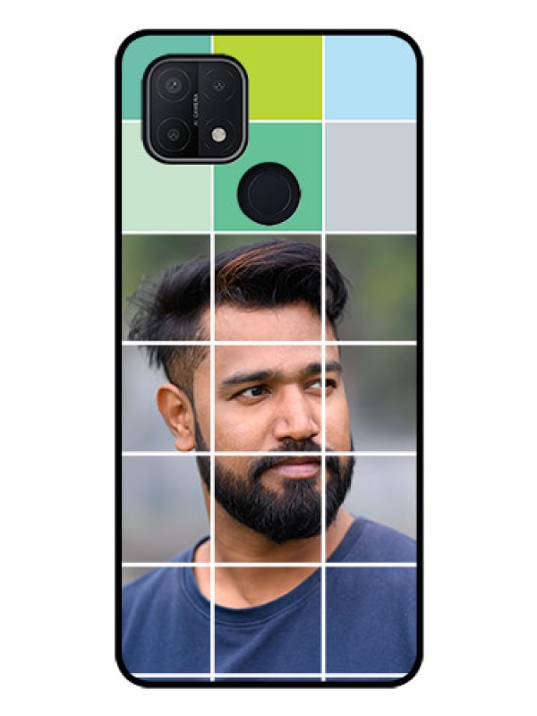 Custom Oppo A15s Photo Printing on Glass Case - with white box pattern