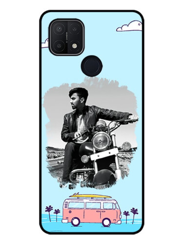 Custom Oppo A15s Photo Printing on Glass Case - Travel & Adventure Design