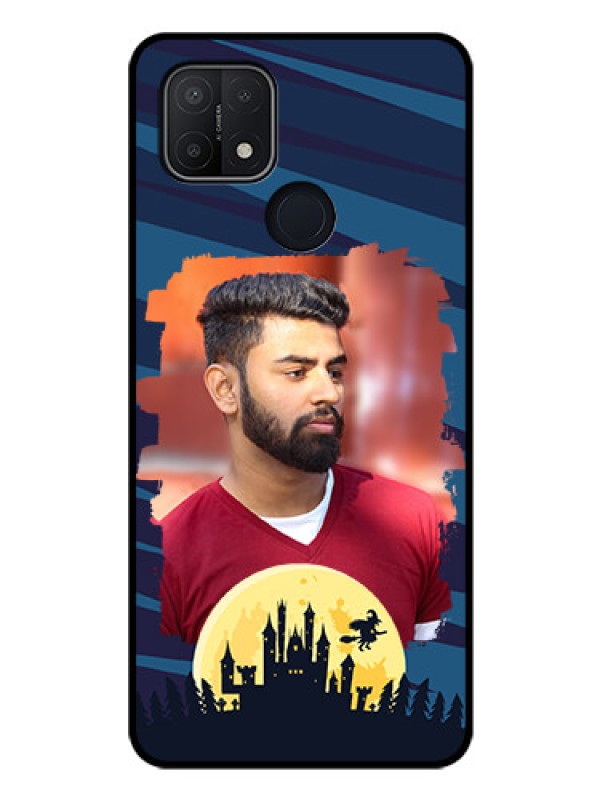 Custom Oppo A15s Photo Printing on Glass Case - Halloween Witch Design