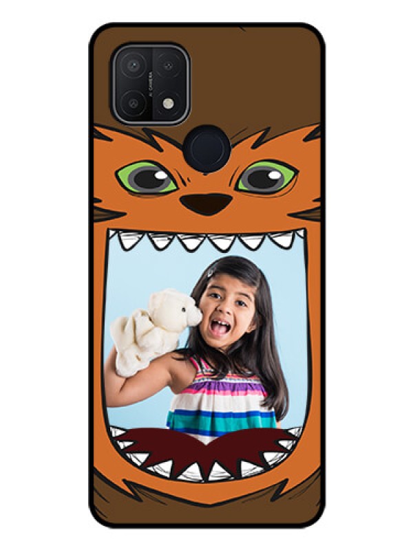 Custom Oppo A15s Photo Printing on Glass Case - Owl Monster Back Case Design