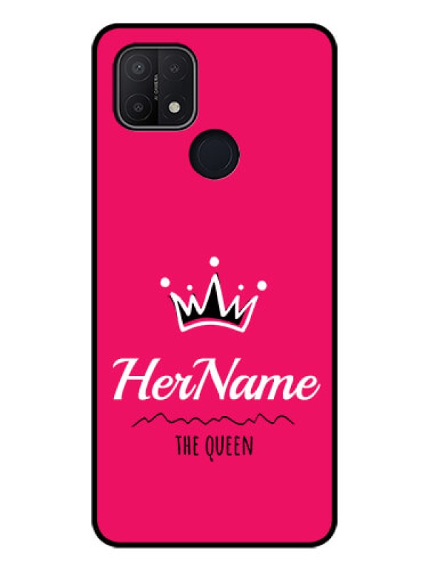 Custom Oppo A15s Glass Phone Case Queen with Name