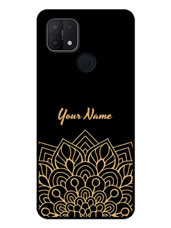 Custom Oppo A15s Custom Glass Phone Case - Golden mandala Design