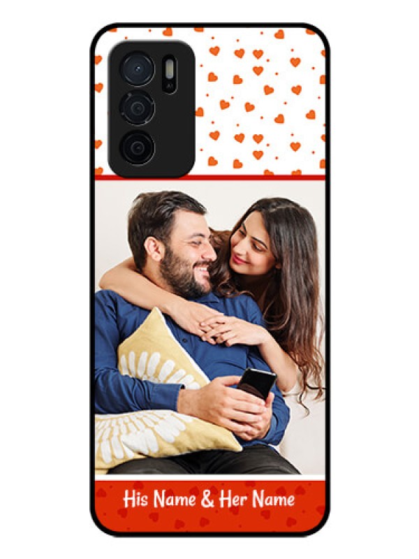 Custom Oppo A16 Custom Glass Phone Case - Orange Love Symbol Design