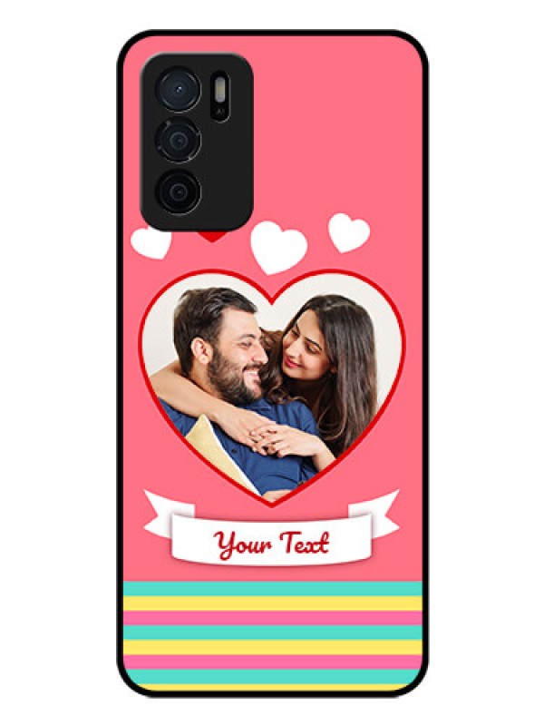 Custom Oppo A16 Photo Printing on Glass Case - Love Doodle Design
