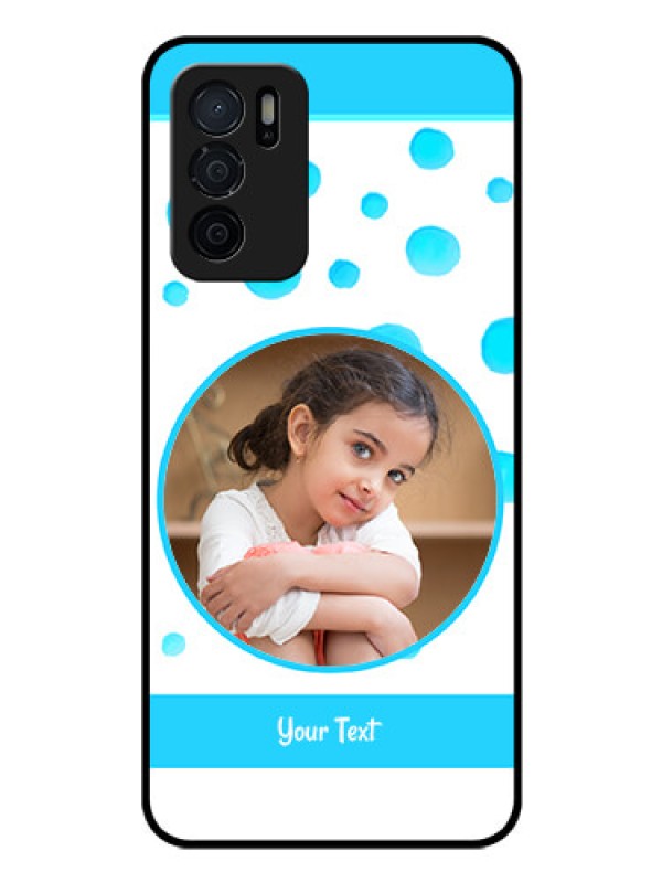 Custom Oppo A16 Photo Printing on Glass Case - Blue Bubbles Pattern Design