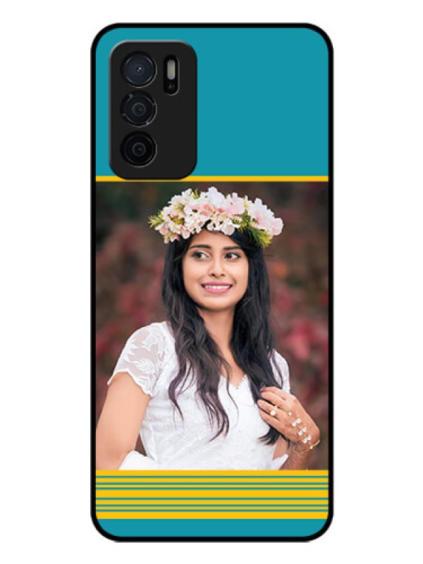 Custom Oppo A16 Custom Glass Phone Case - Yellow & Blue Design