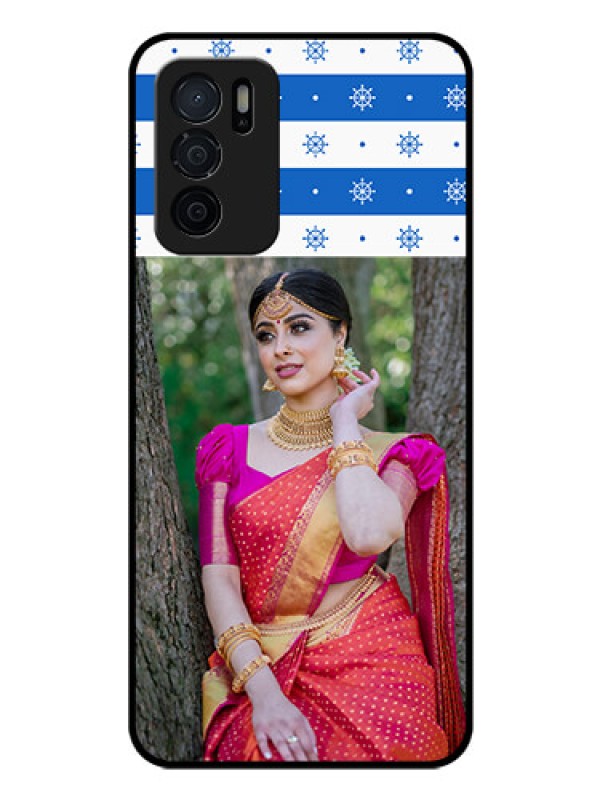 Custom Oppo A16 Photo Printing on Glass Case - Snow Pattern Design