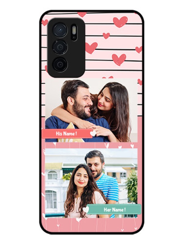 Custom Oppo A16 Custom Glass Mobile Case - Photo with Heart Design