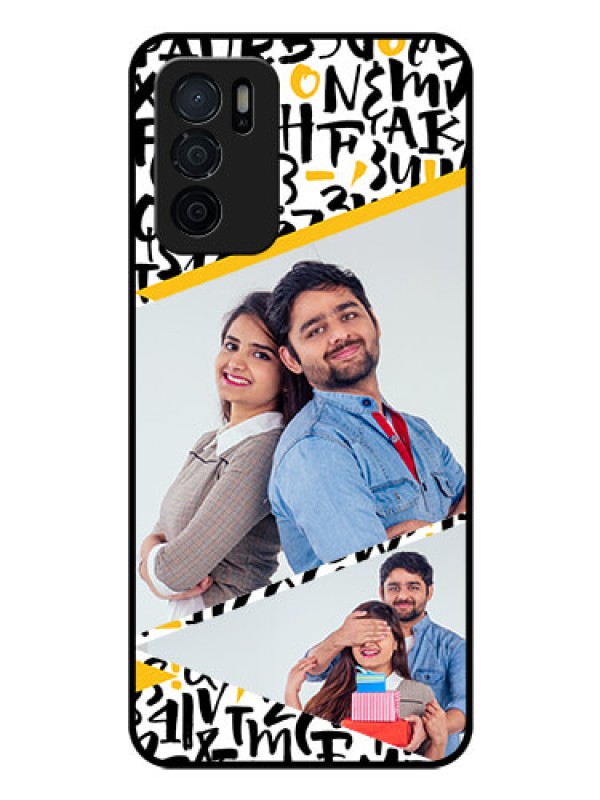 Custom Oppo A16 Custom Glass Mobile Case - Letters Pattern Design