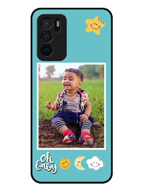 Custom Oppo A16 Personalized Glass Phone Case - Smiley Kids Stars Design