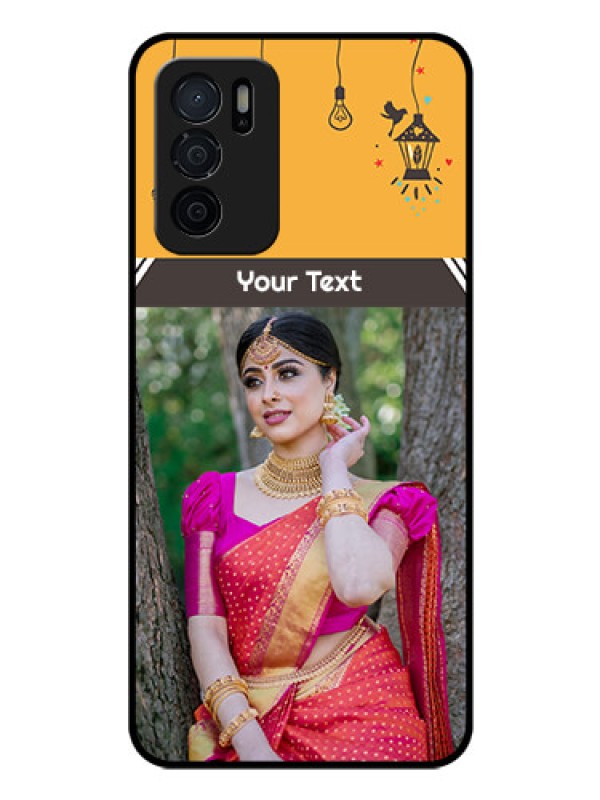 Custom Oppo A16 Custom Glass Mobile Case - with Family Picture and Icons